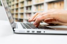 Typing on a laptop keyboard
